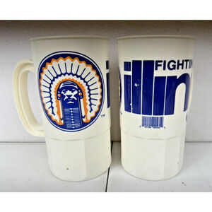 University of Illinois Fighting‎ Illini Chief Large Mug Handle Acrylic Vtg